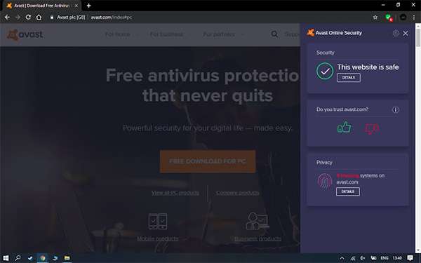 L'estensione Avast Online Security per Chrome