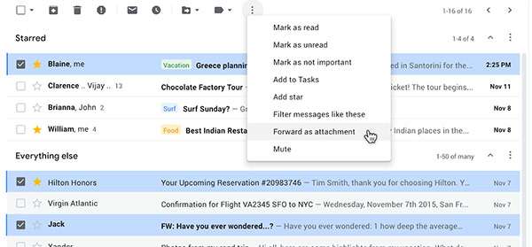 Gmail: invio email come allegati alle email