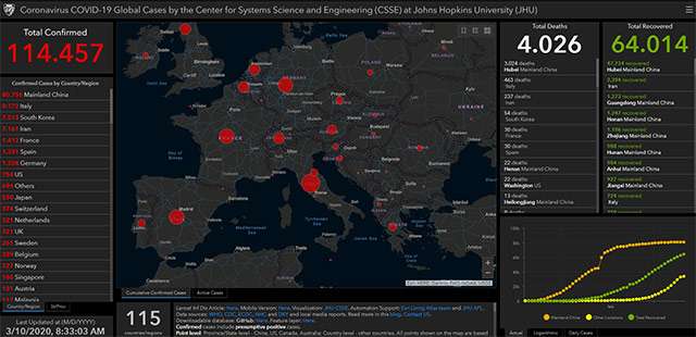 La mappa del contagio da COVID-19 aggiornata al 10-03-2020