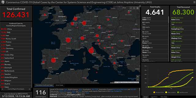 La mappa del contagio da COVID-19 aggiornata al 12-03-2020
