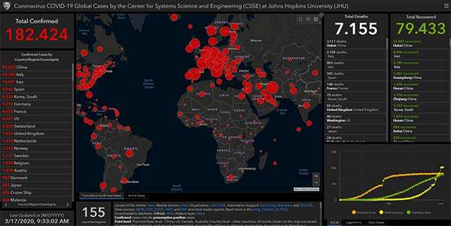 La mappa del contagio da COVID-19 aggiornata al 17-03-2020