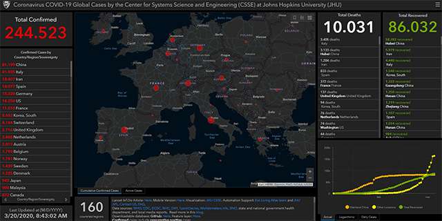 La mappa del contagio da COVID-19 aggiornata al 20-03-2020
