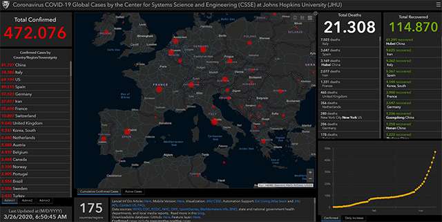 La mappa del contagio da COVID-19 aggiornata al 26-03-2020