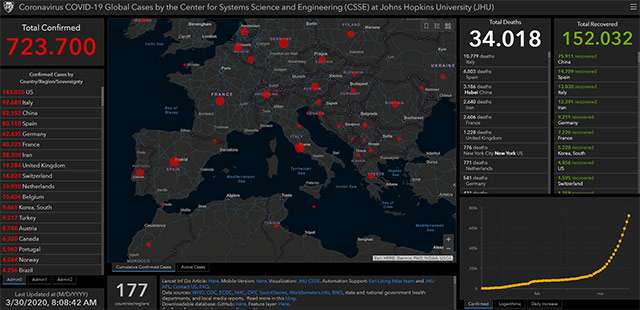 La mappa del contagio da COVID-19 aggiornata al 30-03-2020