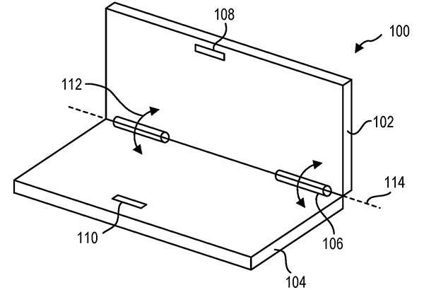 Uno schema dal brevetto di Microsoft che illustra la cerniera dei dispositivi Surface Neo e Surface Duo