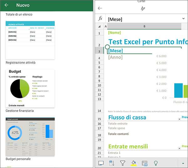 La nuova versione di Excel per Android, incluso nell'applicazione all-in-one di Microsoft Office