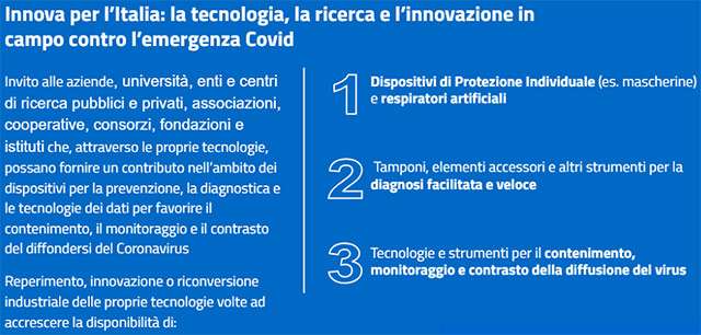 Innova per l'Italia: la tecnologia per contrastare COVID-19