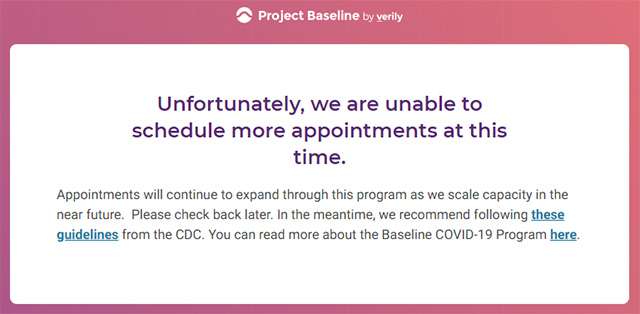 Verily, Project Baseline e i test per il coronavirus: slot esauriti