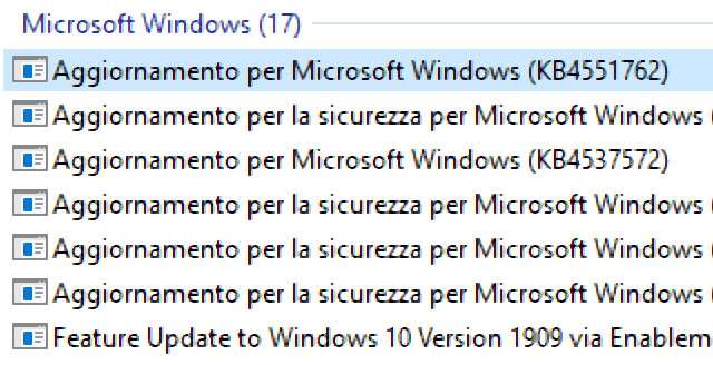Gli ultimi aggiornamenti di Windows 10