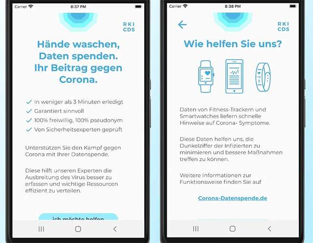 L'applicazione Corona-Datenspende della Germania