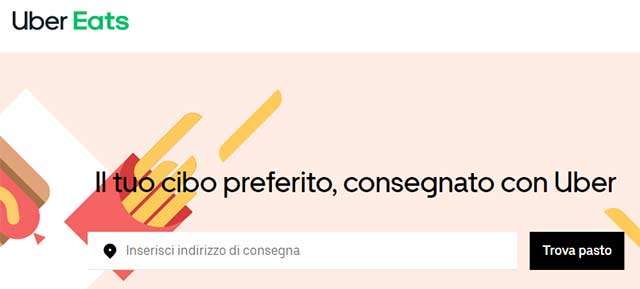 La homepage di Uber Eats in italiano
