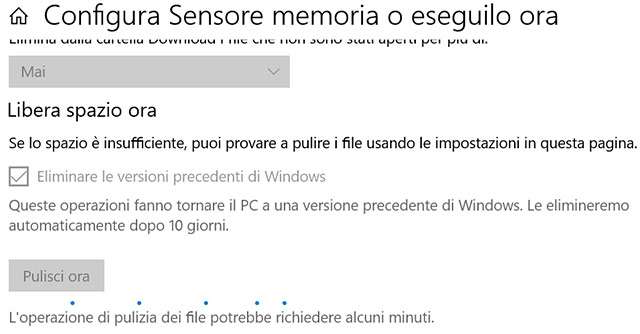 Windows 10 May 2020 Update: come liberare spazio dopo l'aggiornamento
