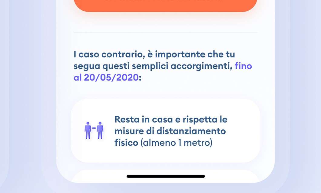 Immuni: l'interfaccia