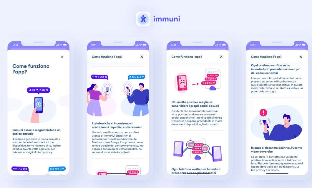 Immuni: l'interfaccia