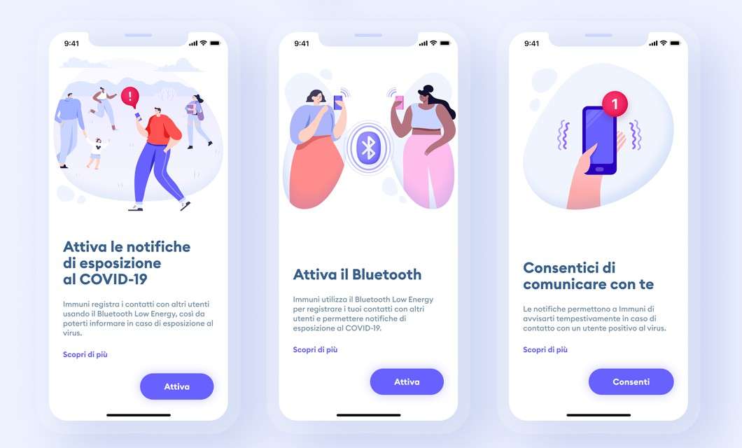 Immuni: l'interfaccia