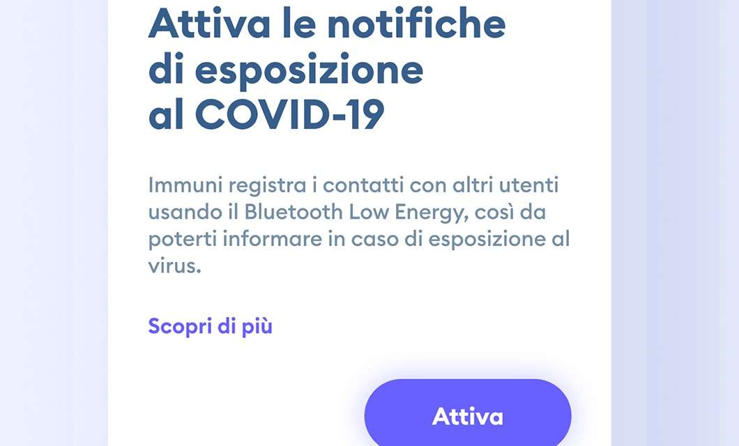 Immuni: l'interfaccia