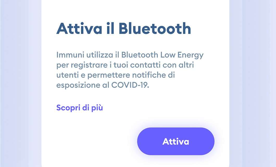 Immuni: l'interfaccia