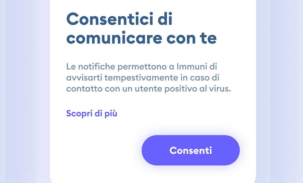 Immuni: l'interfaccia