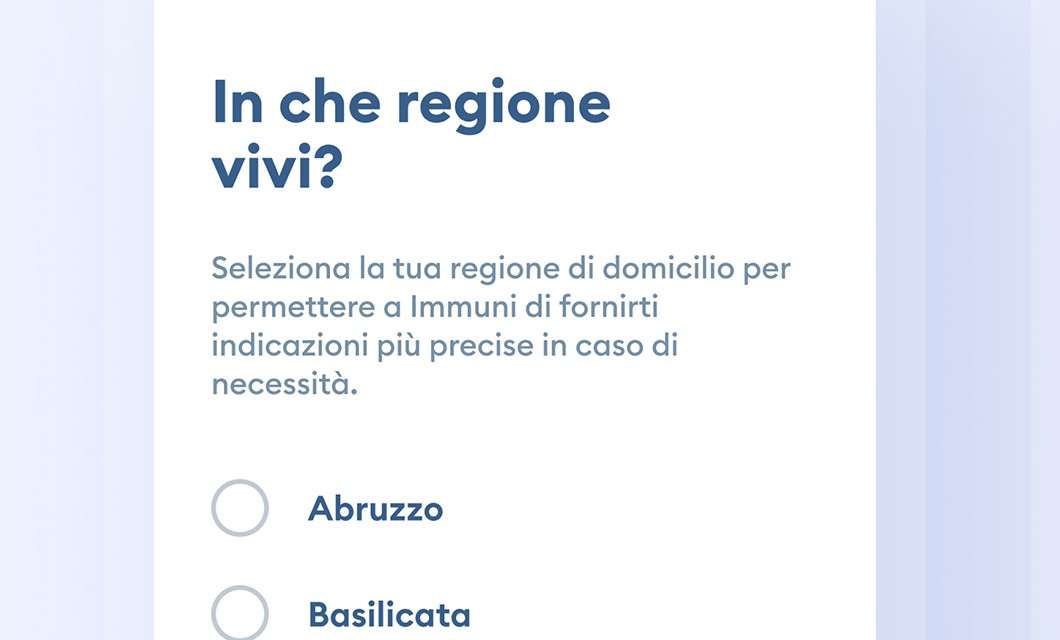 Immuni: l'interfaccia