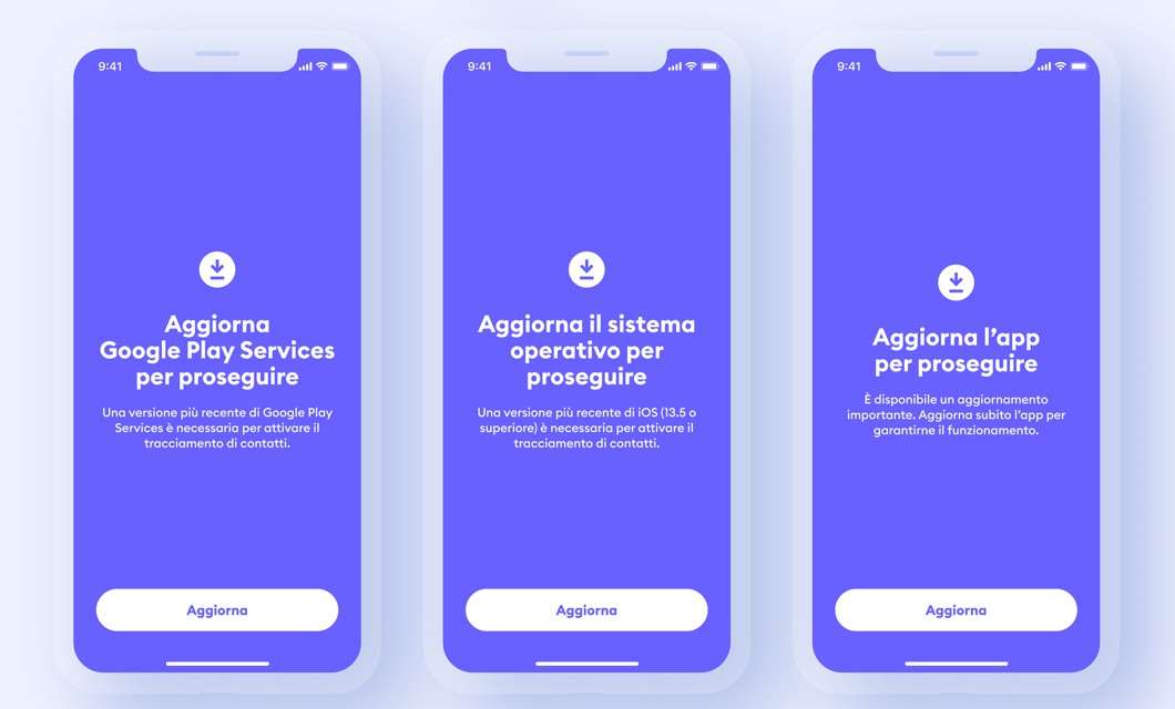 Immuni: l'interfaccia