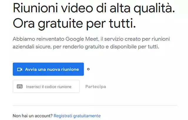 Google Meet: guida all'utilizzo con un indirizzo email non @gmail.com