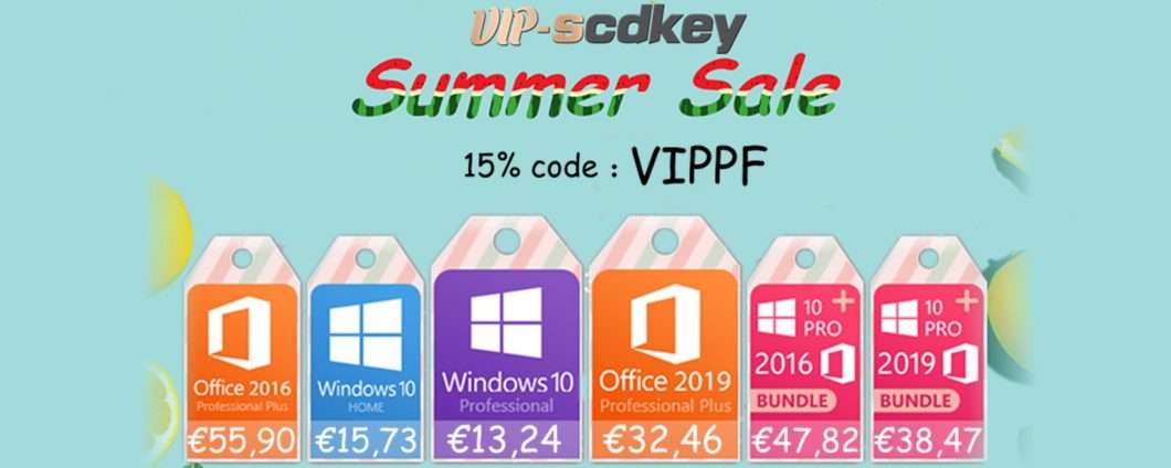 VIP-SCDkey Summer Sale: Windows 10 PRO 13€, Office 2019 32€