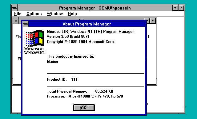 L'interfaccia del sistema operativo Windows NT 3.5