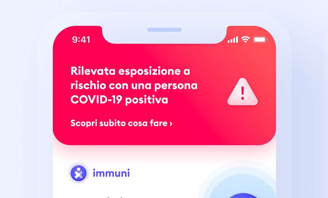 Immuni, notifica di contatto a rischio