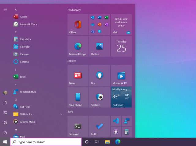 Windows 10: uno dei temi per il nuovo menu Start