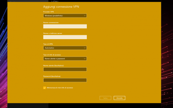 configurare VPN windows 10