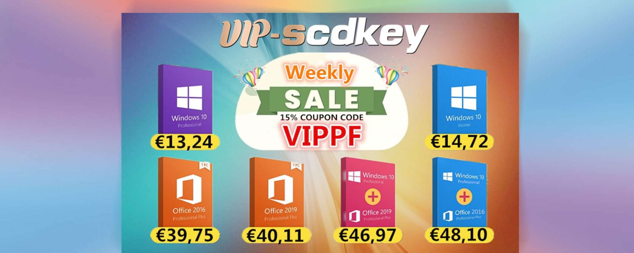 Offerte VIP-SCDkey: Windows 10 PRO €13 e Office 2019 €46!
