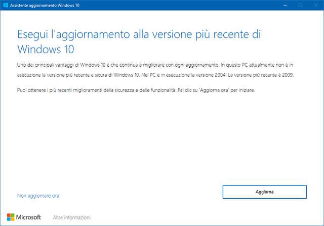 Windows 10: l'installazione dell'October 2020 Update con Update Assistant
