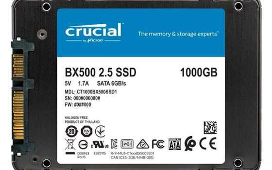 L'unità SSD da 1 TB della serie Crucial BX500