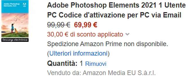 Adobe Photoshop Elements 2021 in sconto per i clienti Amazon Prime