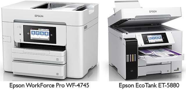 Le stampanti multifunzione WorkForce Pro WF-4745 ed EcoTank ET-5880