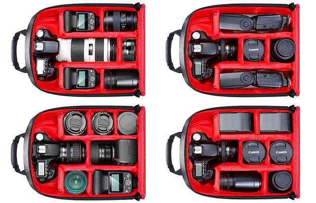 L'interno dello zaino per fotografi di Neewer