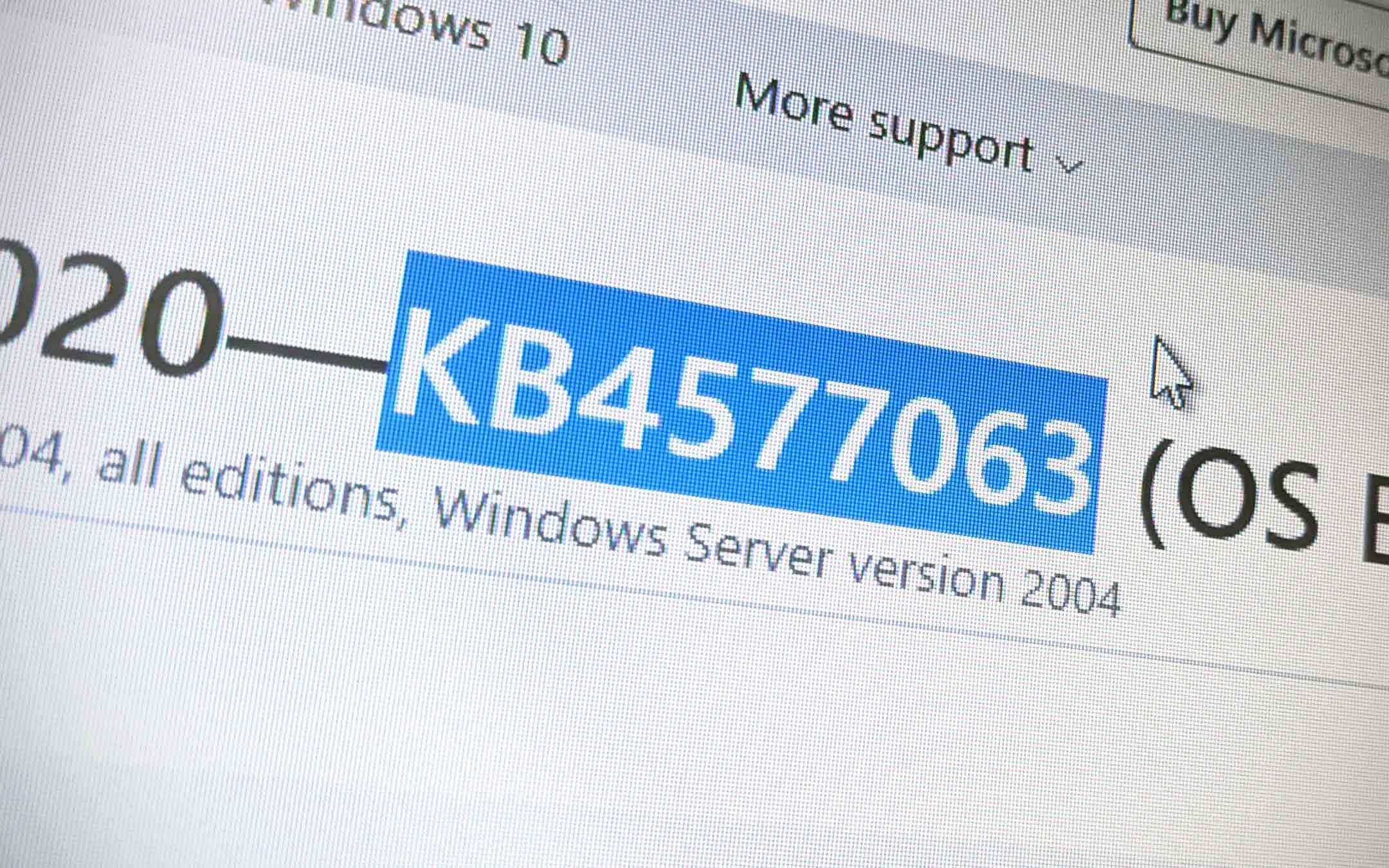 Windows 10: there is KB4577063 for the May 2020 Update