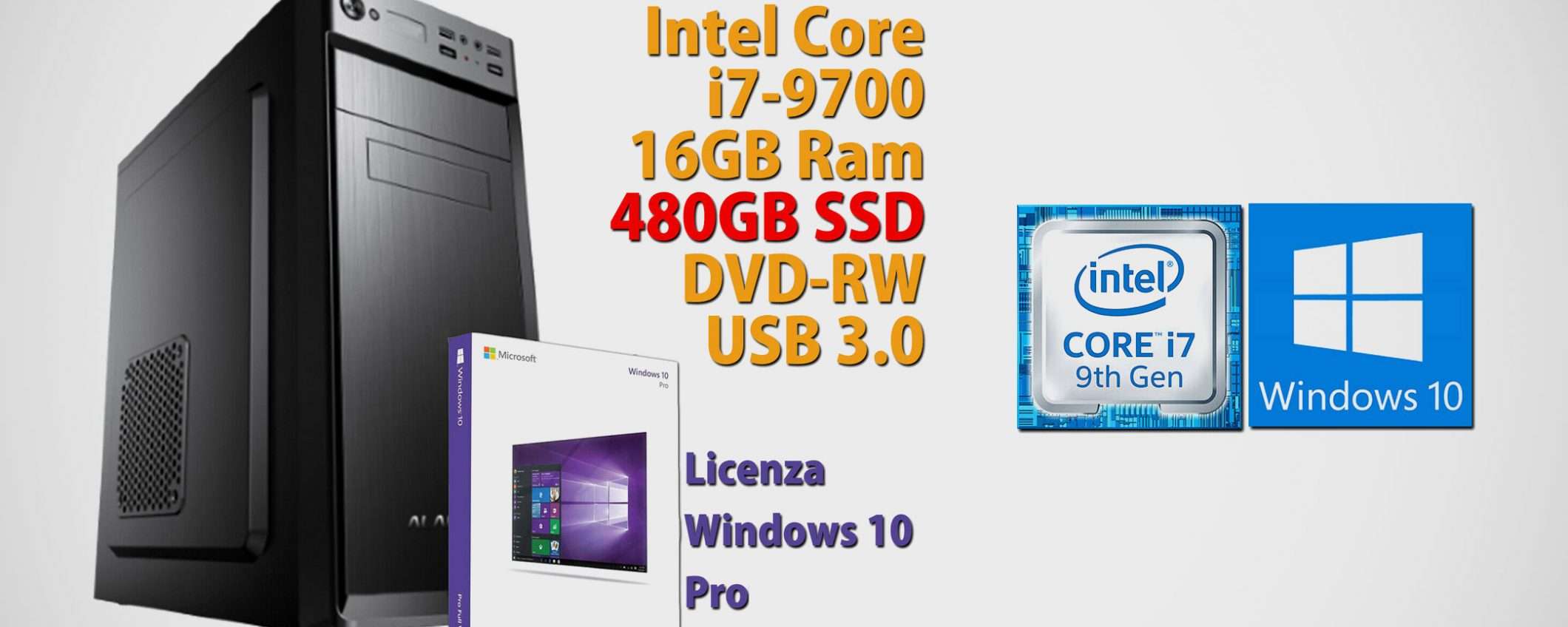 PC desktop con Intel Core i7 e 16 GB RAM a € 569