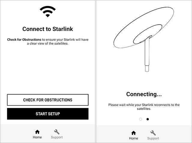 Screenshot per l'applicazione di Starlink