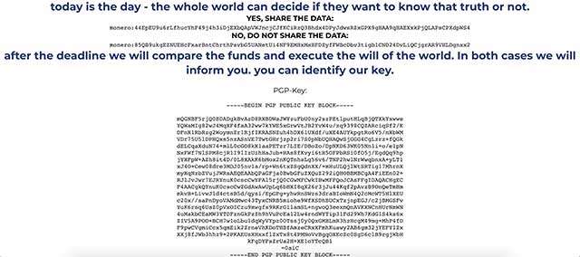 Il messaggio truffaldino comparso sul sito ufficiale di Donald Trump