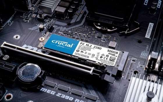 SSD NVMe Crucial P2 da 500 GB al suo minimo storico!