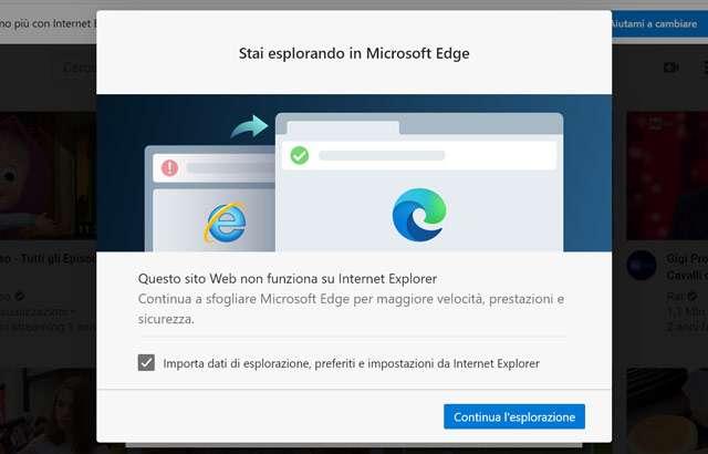 Aprendo alcuni siti in Internet Explorer vengono automaticamente caricati in Microsoft Edge