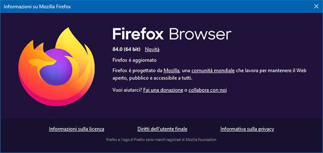 Mozilla aggiorna il browser Firefox alla versione 84