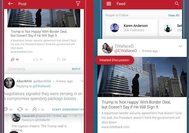 Screenshot dall'applicazione Android di Parler
