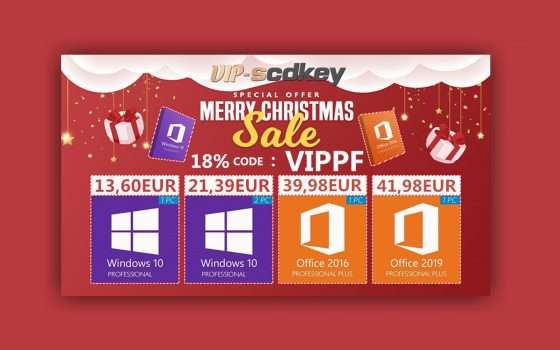VIP-SCDKey, offerte di Natale: Windows 10 Pro 12€