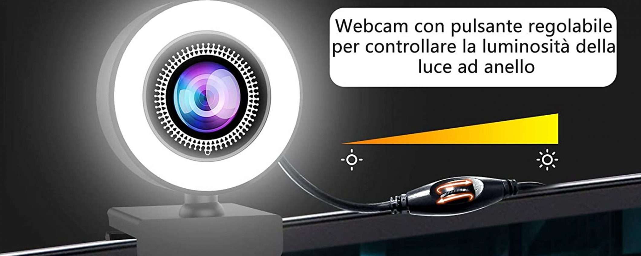 Webcam 2K con luce regolabile in offerta su Amazon