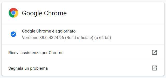 Chrome su desktop si aggiorna alla versione 88