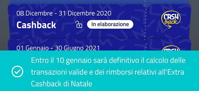 Cashback di Stato: quello di dicembre è in elaborazione