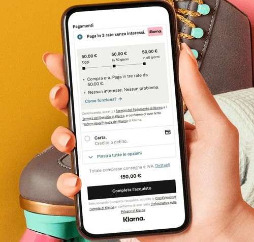 Tre rate senza interessi con Klarna