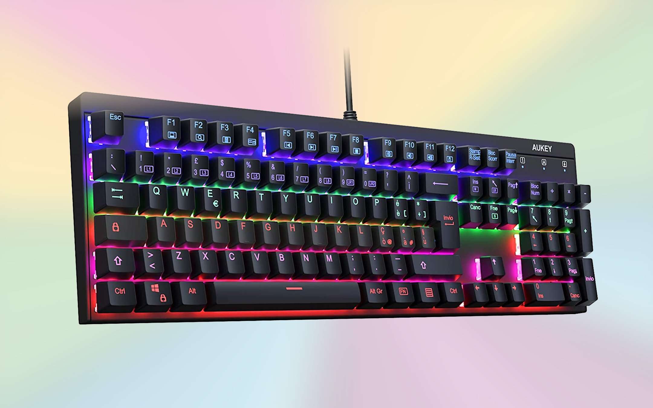 Aukey keyboard: mechanical, bright and super discount